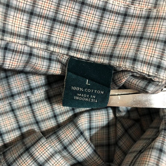 Perry Ellis Shirt Men‎ Large Gray Plaid Oxford Button Up Slim Fit Collar - Picture 5 of 8